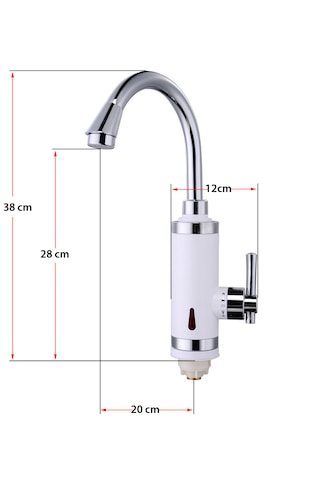Elektrikli Sıcak Musluk Ani Su Isıtıcı Termal Şofben Musluk Asg4b Beyaz