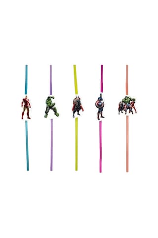 Pipet Avengers Yenilmezler Artistik Körüklü Pipet 10 Lu Doğum Günü Avengers Temalı Pipet