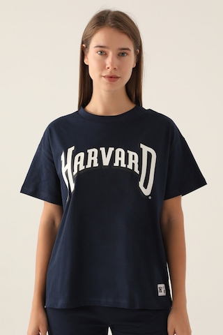 Harvard Patterned Lacivert Kadın T-shirt 5274-42834 Lacivert