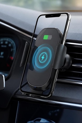 Kullanışlı Telefon Aparatı Modern Kablosuz Hızlı Şarj Araç Şarj Cihazı D3-15w Siyah