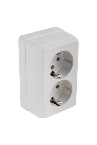 Mutlusan Sıva Üstü Beyaz İkili Topraklı Priz Porselen