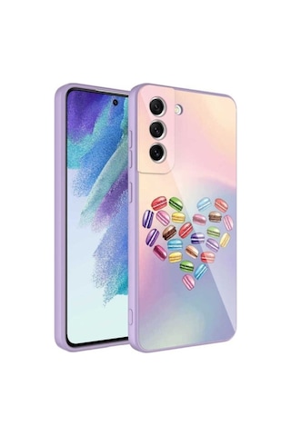 Galaxy S21 Fe Kılıf Kamera Korumalı Desenli Sert Silikon Zore Epoksi Kapak NO1
