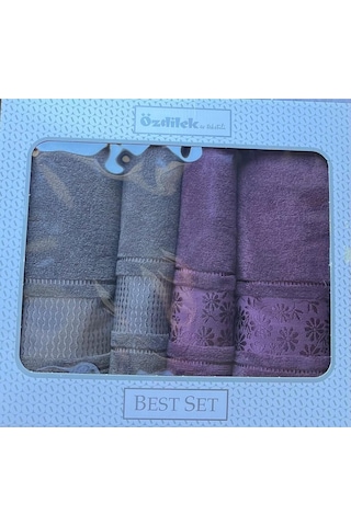 Özdilek Blossom Best Set Hamam Takımı Mürdüm-antrasit Çok Renkli