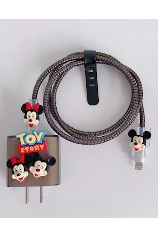 Iphone 18w/20w Uyumlu Minnie Va Mickey Şarj Kablosu Ucu Ve Şarj Başlığı Kılıfı