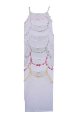 Seher Yıldızı İp Askılı Penye Pamuklu Kız Çocuk Atlet 6'lı - Beyaz