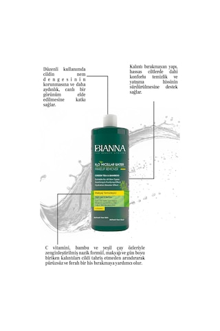 Makyaj Temizleme Suyu C Vitaminli Bambulu Ve Yeşil Çaylı Makyaj Temizleyici - 400ml Yüztemiz