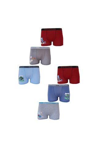 Kota 6lı Erkek Çocuk Renkli Baskılı Boxer Külot 1005