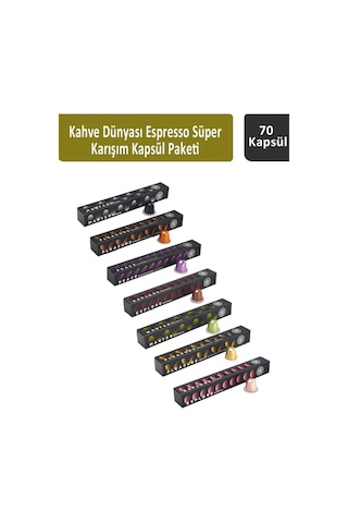 Kahve Dünyası Espresso Süper Karışım Kapsül Paketi 7 x 10 Kapsül