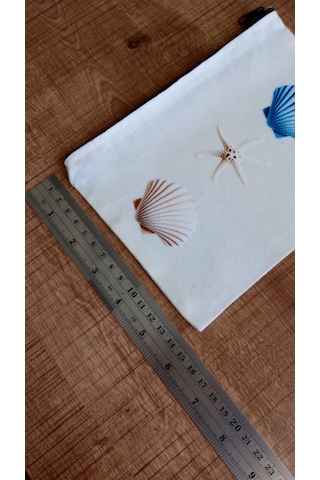 Wisheratelier Deniz Yıldızı Ve Yaz Temalı Bez El Çantası Bej - Beyaz - Mavi