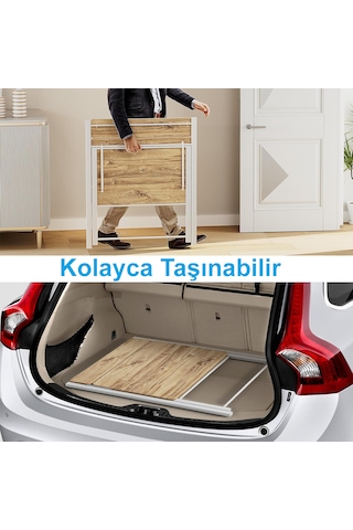 Bodo Metal Ayaklı Laptop Masası Katlanır Çalışma Masası Raflı Masa Katlanır Laptop Sehpası Siyah-çam