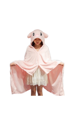 Düz Renk Pelerin Flanel Battaniye-tavşan