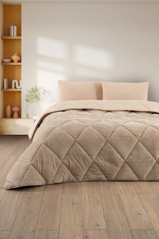 Tek Kişilik Wellsoft Yorgan - Çarşaflı Yastık Kılıflı Uyku Seti Bej