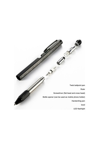Doldurucular Erkekler İçin Hediyeler 9'u 1 Arada Çok Amaçlı Kalem Seti Siyah Siyah
