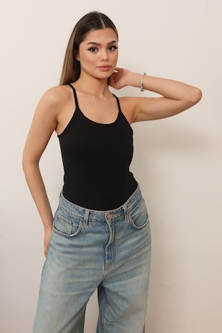 Jee Lee Kadın Askılı Kaplı Çıtçıtlı Body Siyah - 5070