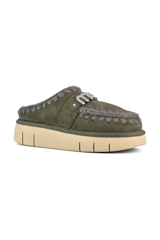 Terlik/ Panduf Ev Kadın Mu.fw531001a Bkol Mou Bounce Clog Metal Logo Black Olive Black Olive Koyu Yeşil