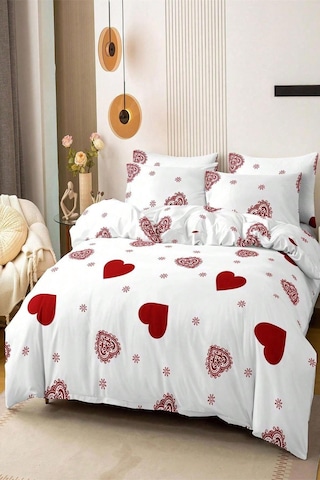 Pamuklu Çift Kişilik Nevresim Seti Nevresim Ve Yastık Kılıfı Çarşafsız Patricia Beyaz