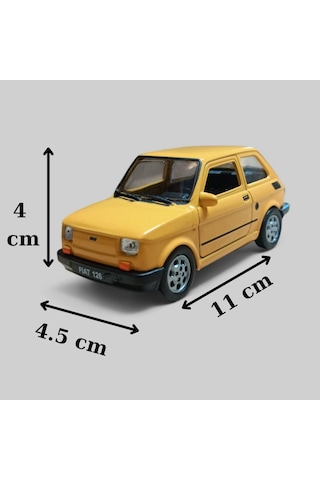 Nostaljik Metal Çek Bırak Sarı Fiat 126 Araba Kapılar Açılır Diğer