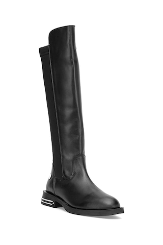 Mammamia D25kc-2365 Kadın Hakiki Deri Klasik Çizme Siyah Siyah