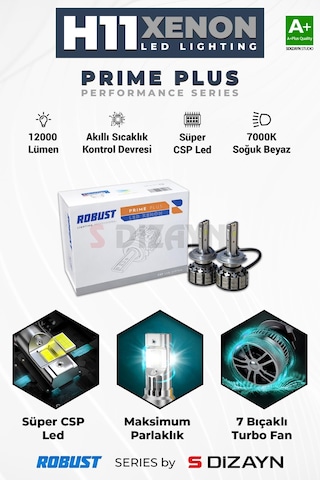 S-dizayn Prime Plus H11 Led Xenon / 45w / 12000 Lm / 7000k A+ Kalite