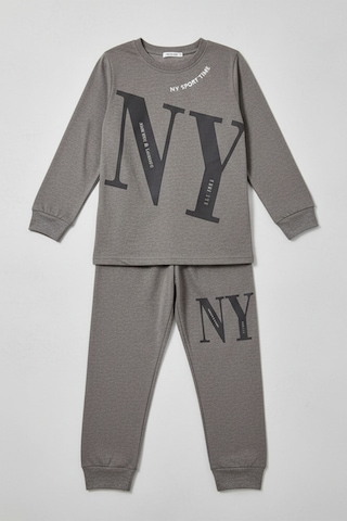 Remsa Erkek Çocuk Garson Boy Pamuk Penye Pijama Takımı 4224 Gri Gri