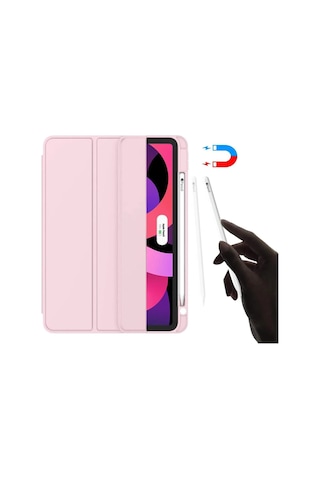 Apple Uyumlu iPad Air 11 İnç M2 2024 Kılıf Pen Slot Charging Case Kalem Bölmeli A2902 A2903 A2904 Kapaklı Kılıf