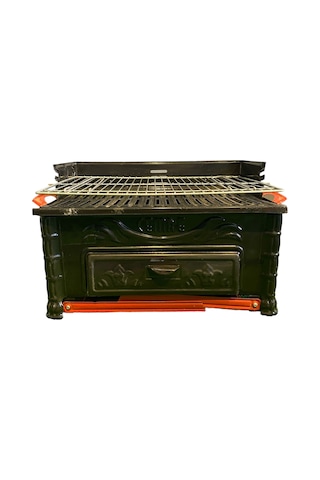 Pervazlı Emaye Boyalı Yüksek Ayaklı Mangal Kırmızı - Sarı