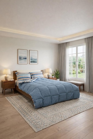 Sherpa Peluş Çift Kişilik Lastikli Çarşaflı Comforter Set Mavi