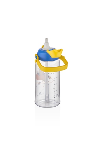 Uzspace Yeni Koleksiyon Askılı Kulplu Pipetli Tritan Çocuk Su Matarası Mavi 500 ML