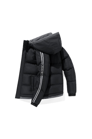 Kış Trendi Yeni Stil Kapşonlu Kalın Sıcak Soğuk Geçirmez Erkek Pamuklu Ceket Siyah