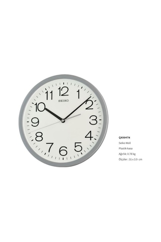 Seiko Qxa847n Gri Renkli Plastik Kasa Quartz Mekanizmalı Duvar Saati Çok Renkli