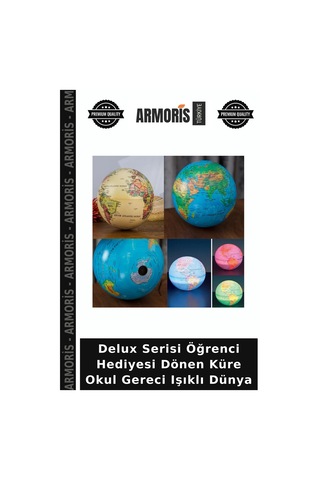 Delux Serisi Öğrenci Hediyesi Dönen Küre Okul Gereci Işıklı Dünya 14 CM