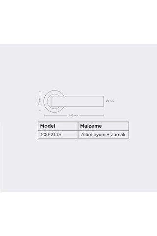 Sese Dicle Modeli Kare Rozetli Oda Kapı Kolu Antrasit 200-211r-01-54