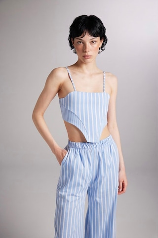 Holly Lolly Askılı Çizgili Harmony Poplin Büstiyer Mavi