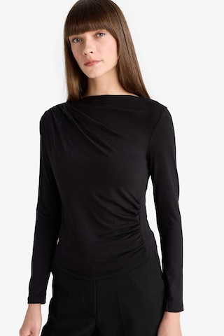 Defacto Slim Fit Dar Kesim Kayık Yaka Uzun Kollu Bluz D5300ax25aubk81 Siyah