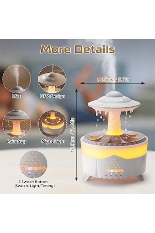 Leerfei V56 Aroma Difüzör Ve Ortam Nemlendirici - Dinlendirici Renkli Işık, 350ml Kapasite