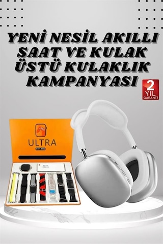 Kulak - 948 - Üstü P9 Kablosuz Bluetooth Kulaklık Ve 7 Kordonlu - Spt-gld - Akıllı Saat