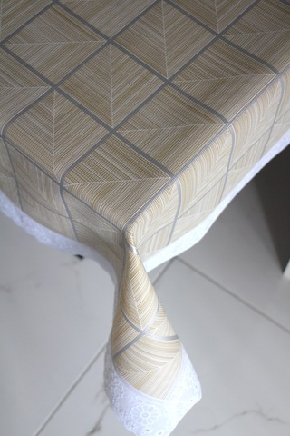 120x150 Zemin Kaydırmaz Silinebilir Muşamba Masa Örtüsü Kahvekaremetalik