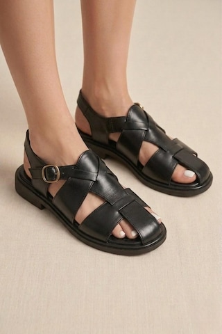Fox Shoes Y291880003 Siyah Hakiki Deri Sandalet