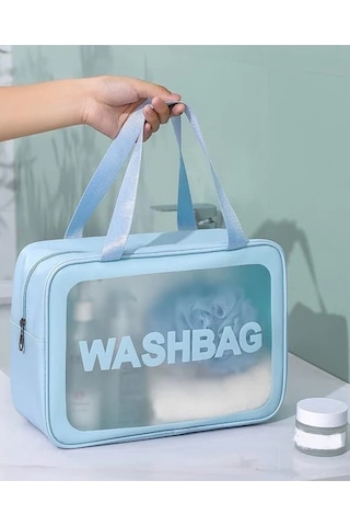 Caş Dekorasyon Mavi Renk Washbag Su Geçirmez Büyük Boy Makyaj Çantası