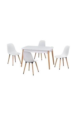 Vilinze Eames Sandalye Avanos Ahşap Mdf Açılır Mutfak Masası Takımı - 70x120+30 Cmtk-avanos-70120ak-nb-eames-nb Beyaz