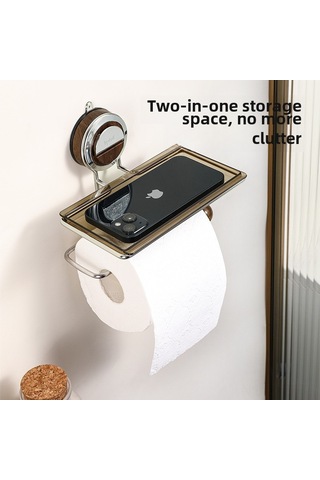 Yunboo Banyo Tuvalet Kağıdı Rafı - Delme Yok Şekerleme Montajlı, Hafif Lüks Tasarım, Çok Amaçlı Depolama, Ahşap Rengi Diğer