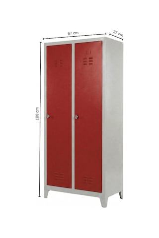 Asram Metal 2 Kapaklı Ekonomik Soyunma Dolabı Kırmızı 67x37x180