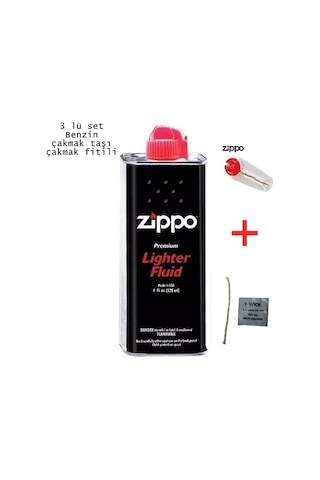 Zippo Benzin 125 Ml + Zippo Çakmak Taşı + Zippo Fitil 3'Lü Set Zippo Benzin 125 Ml + Zippo Çakmak Taşı + Zippo Fitil 3'Lü Set