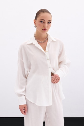 Sateen Salaş Gömlek - Ekru-136109 Ekru