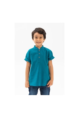 Eliş Şile Bezi Kısa Kol Şile Bezi Bodrum Erkek Çocuk Tshirt Petrol 3053