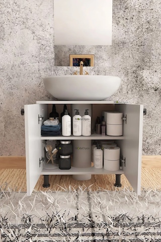 Modelisa Lavabo Altı Dolap, Ayaklı Banyo Dolabı Mdf Beyaz