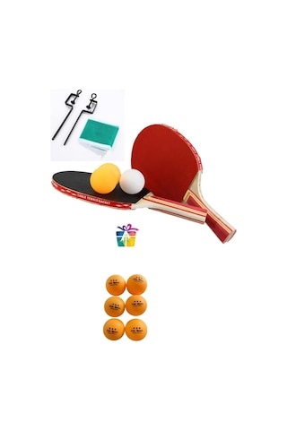 Masa Tenis Seti Pinpon Seti 2 Raket 3 Top File Takma Aparatları+ 6 Adet Pinpon Maç Topu Genel