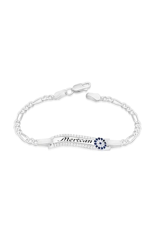 Çocuk Ve Bebek İsimli Gümüş Bileklik Nazar Boncuklu St266