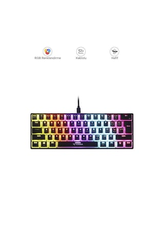 Torima Tk-04 Siyah Mekanik Rgb Işıklı Kablolu Q Klavye Siyah