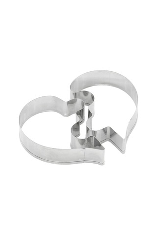 Dancemonkey 5 Takım Sol Kalp + Sağ Kalp Aşk Bulmaca Bisküvi Kalıbı, Renkli Model Gümüş